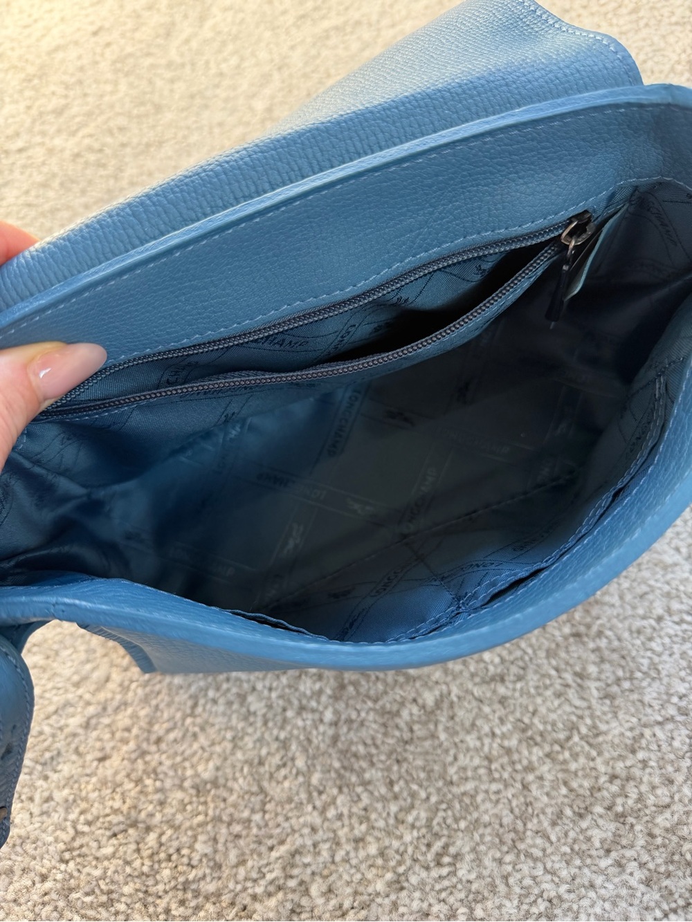 Longchamp Pénélope Leather Crossbody Bag - Pilot Blue - Picture 11 of 11